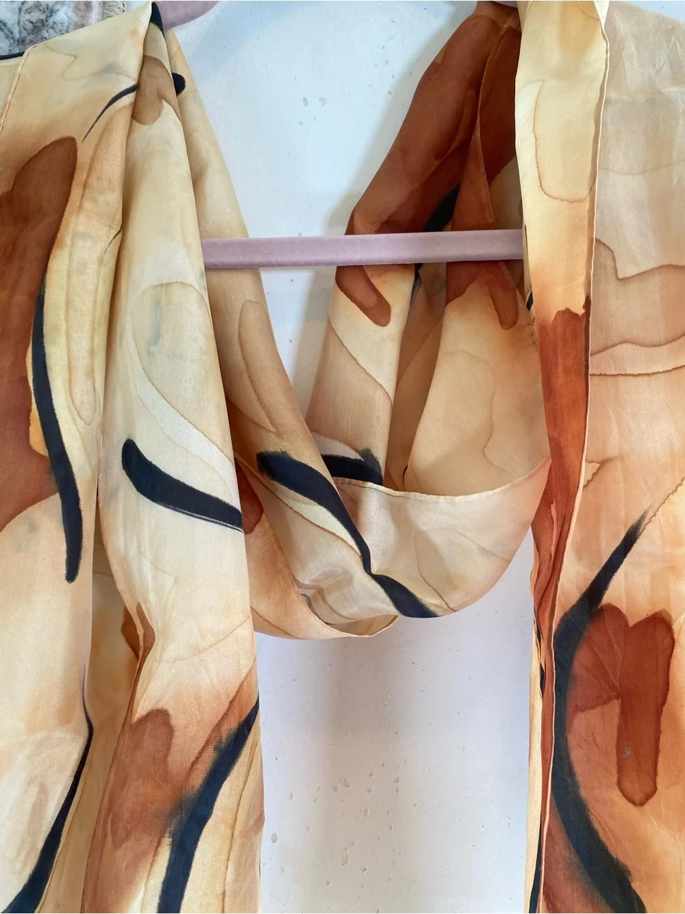 BARB MARLA Hand Painted Original Design Watercolor Abstract Silk Scarf